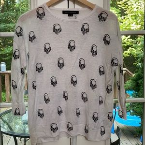 Skull Cashmere Linen “Headphone” Top